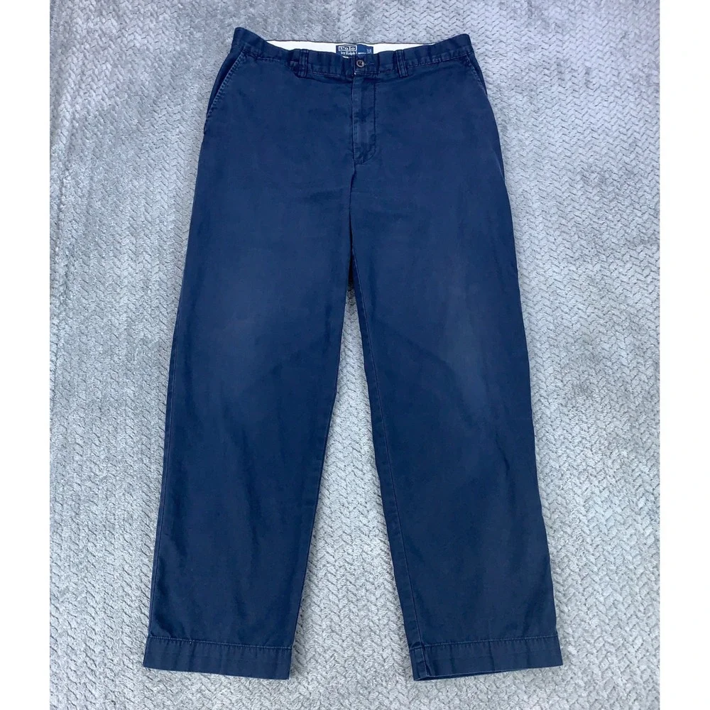 Polo Ralph Lauren Prospect Pant Mens 34x30 Navy Blue Chino Cotton Straight Leg *